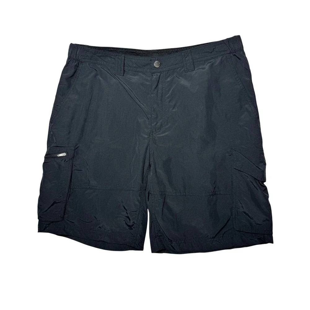 Columbia Kestrel Trail Cargo Shorts Black Mens 38x10 Gorpcore Activewear Dadcore